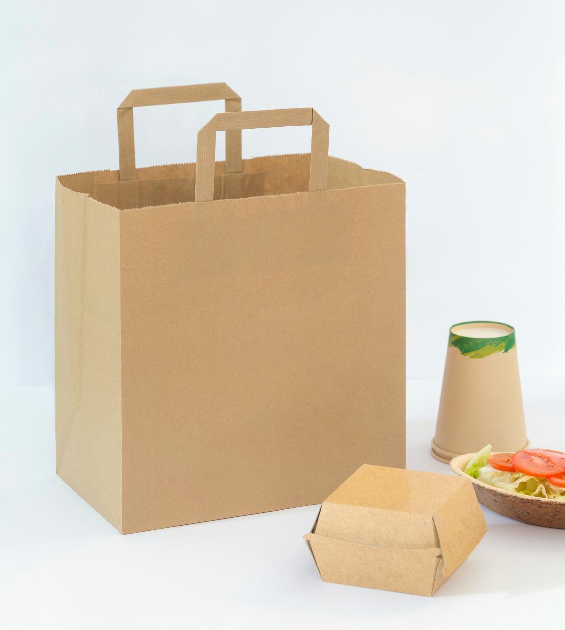 Bolsas de papel take away con comida