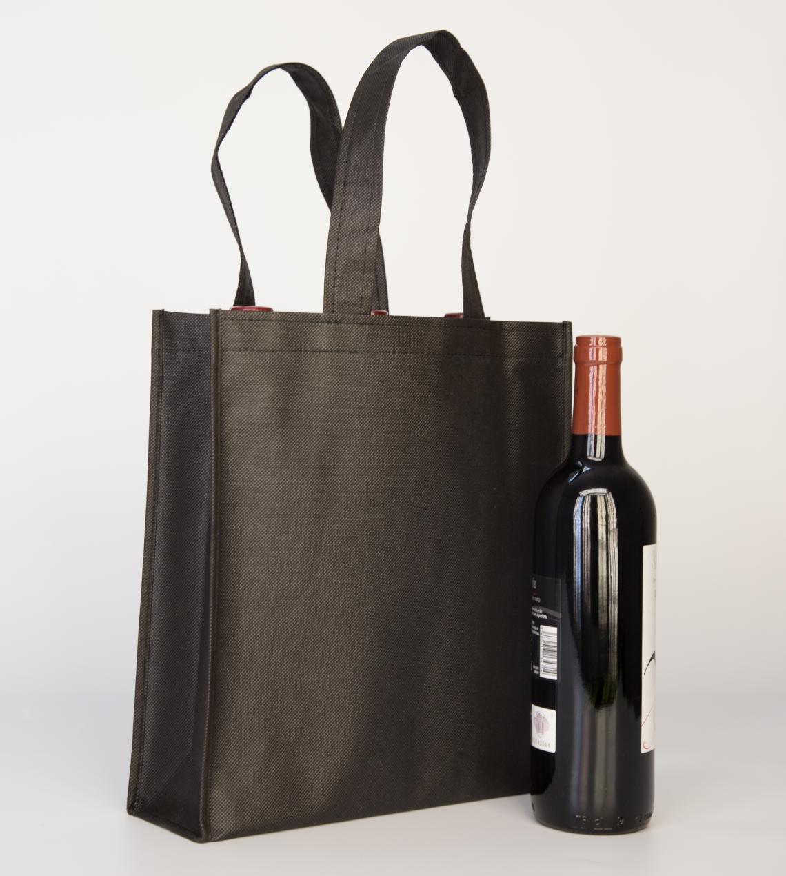 Bolsa de tela con asas de color negro 27x30x9