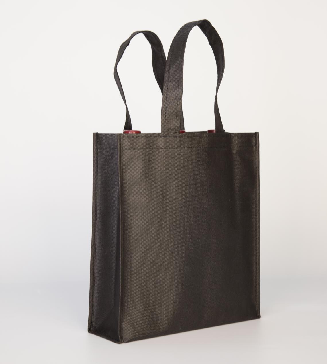 Bolsa de tela negra para 3 botellas de vino 27x30x9