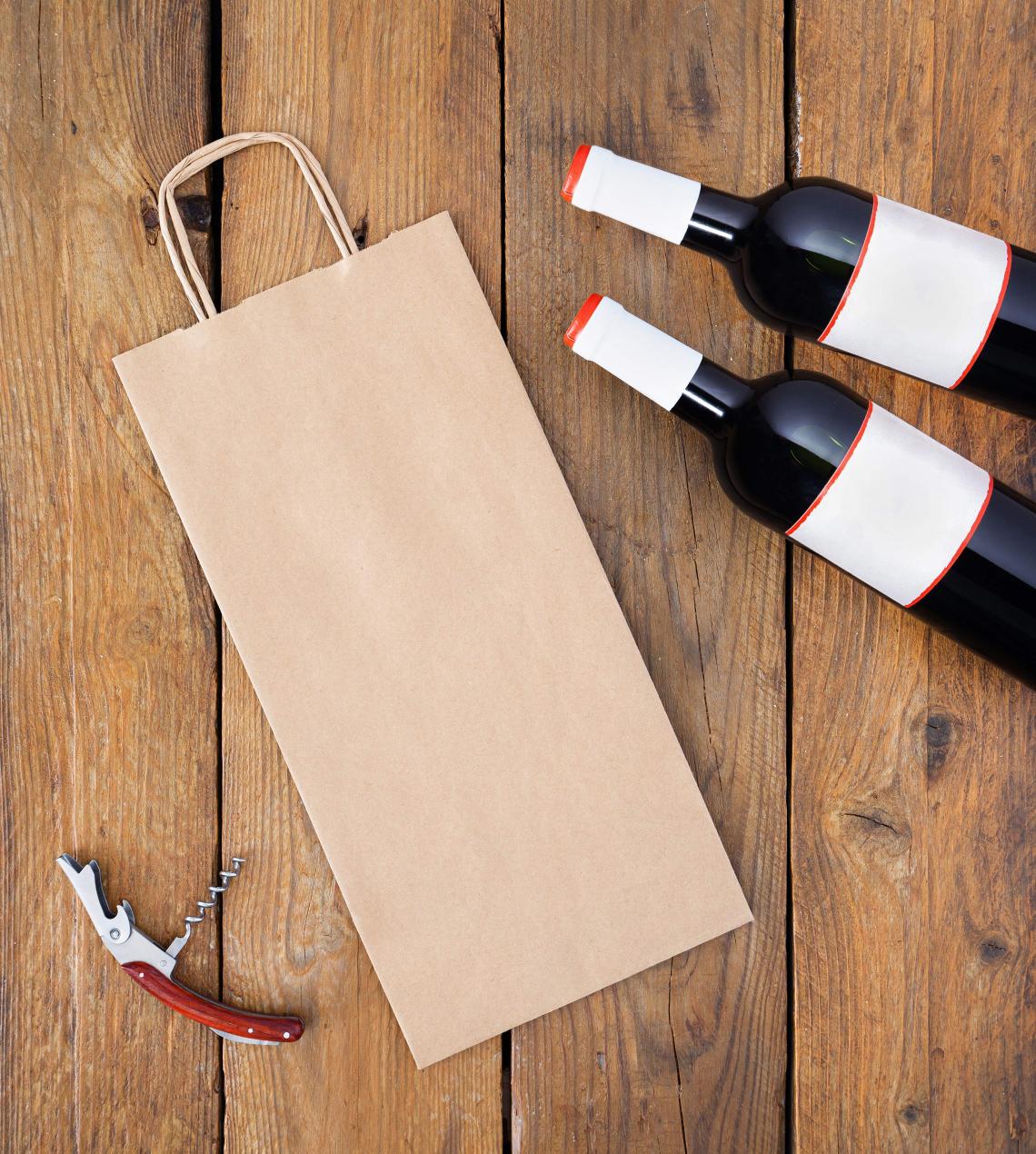 Bolsas de papel resistentes para 2 botellas