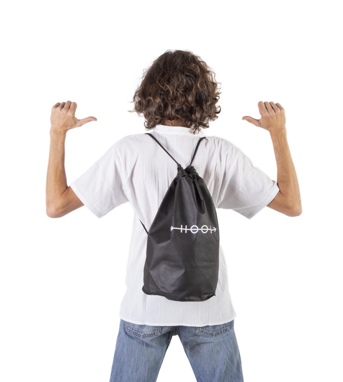 Mochila de cuerdas negras con cordón 25x45