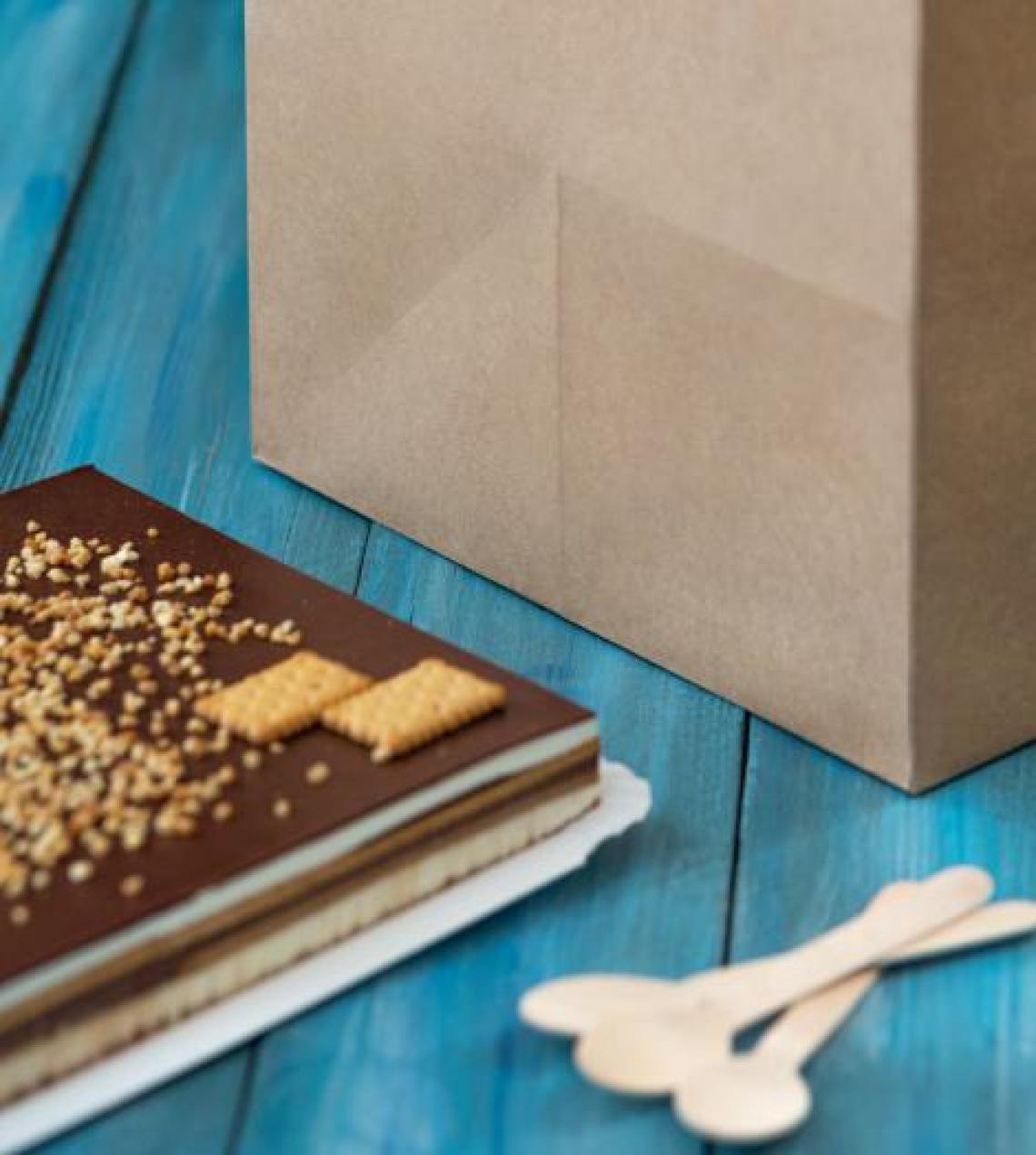 Bolsas de papel de base ancha para pastelerías kraft