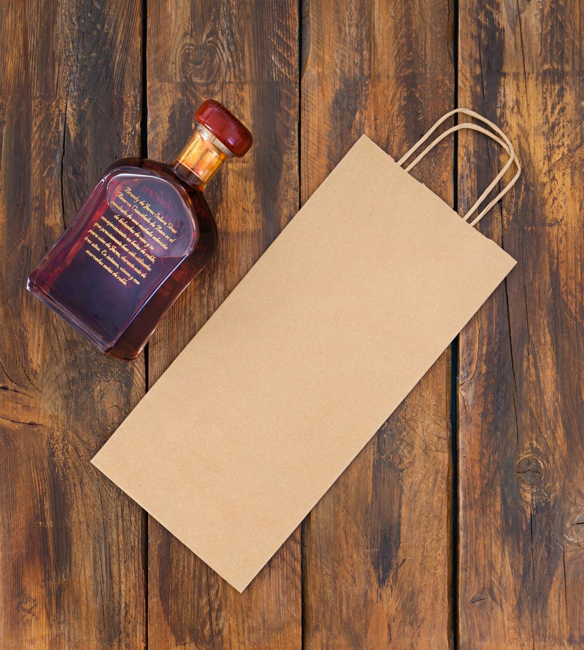 Bolsa de papel ecológico para botellas 18x39x8