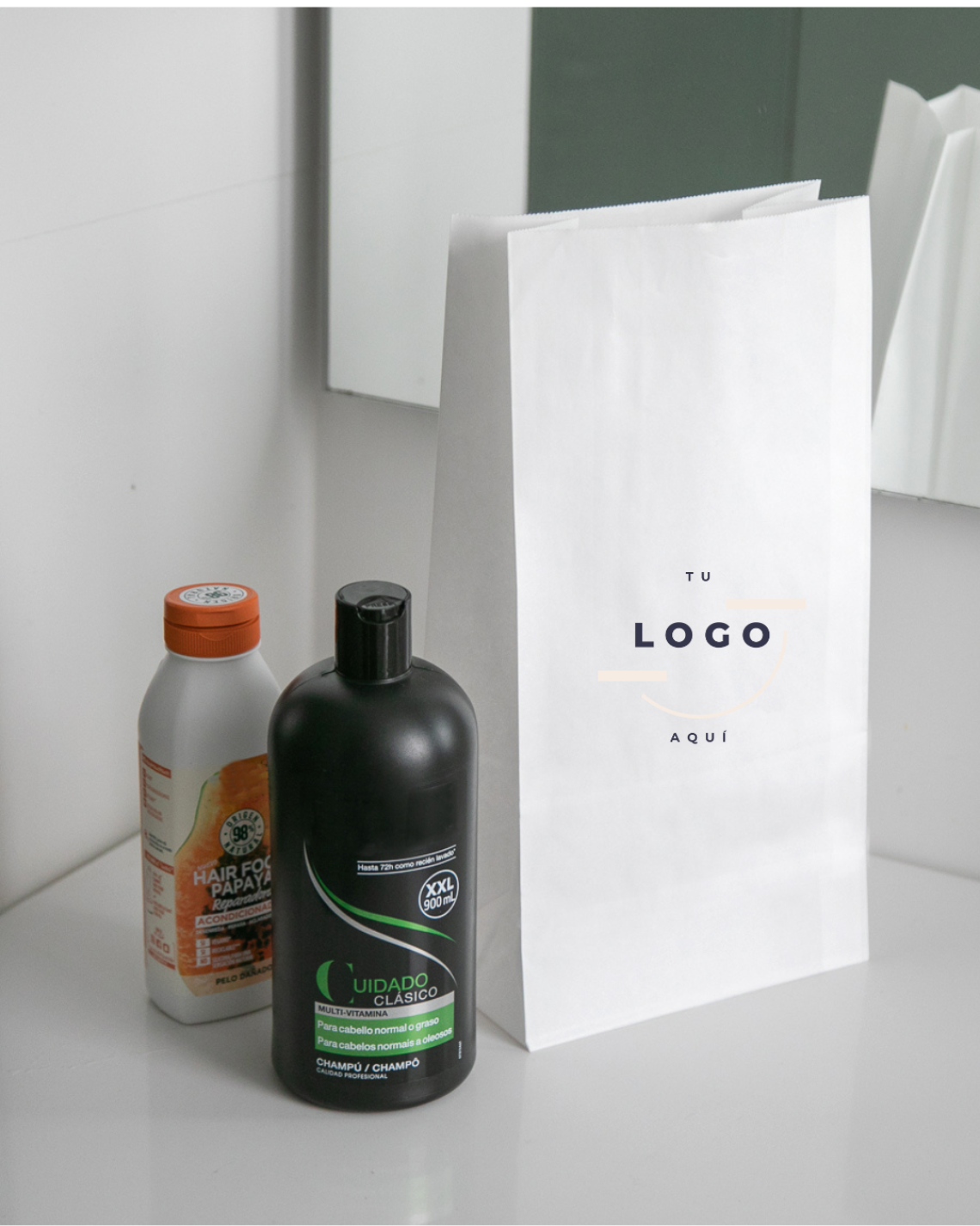 bolsas sin asas de papel blanco