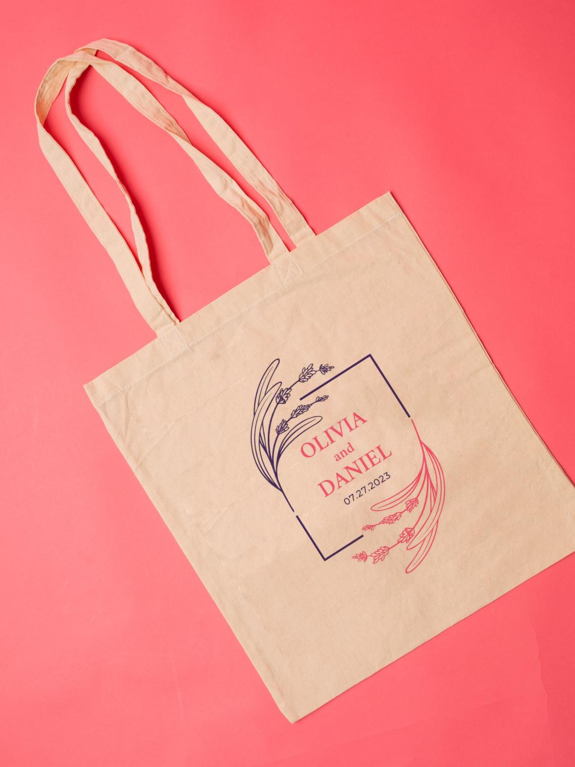 Bolsas de algodón impresas con diseño de boda