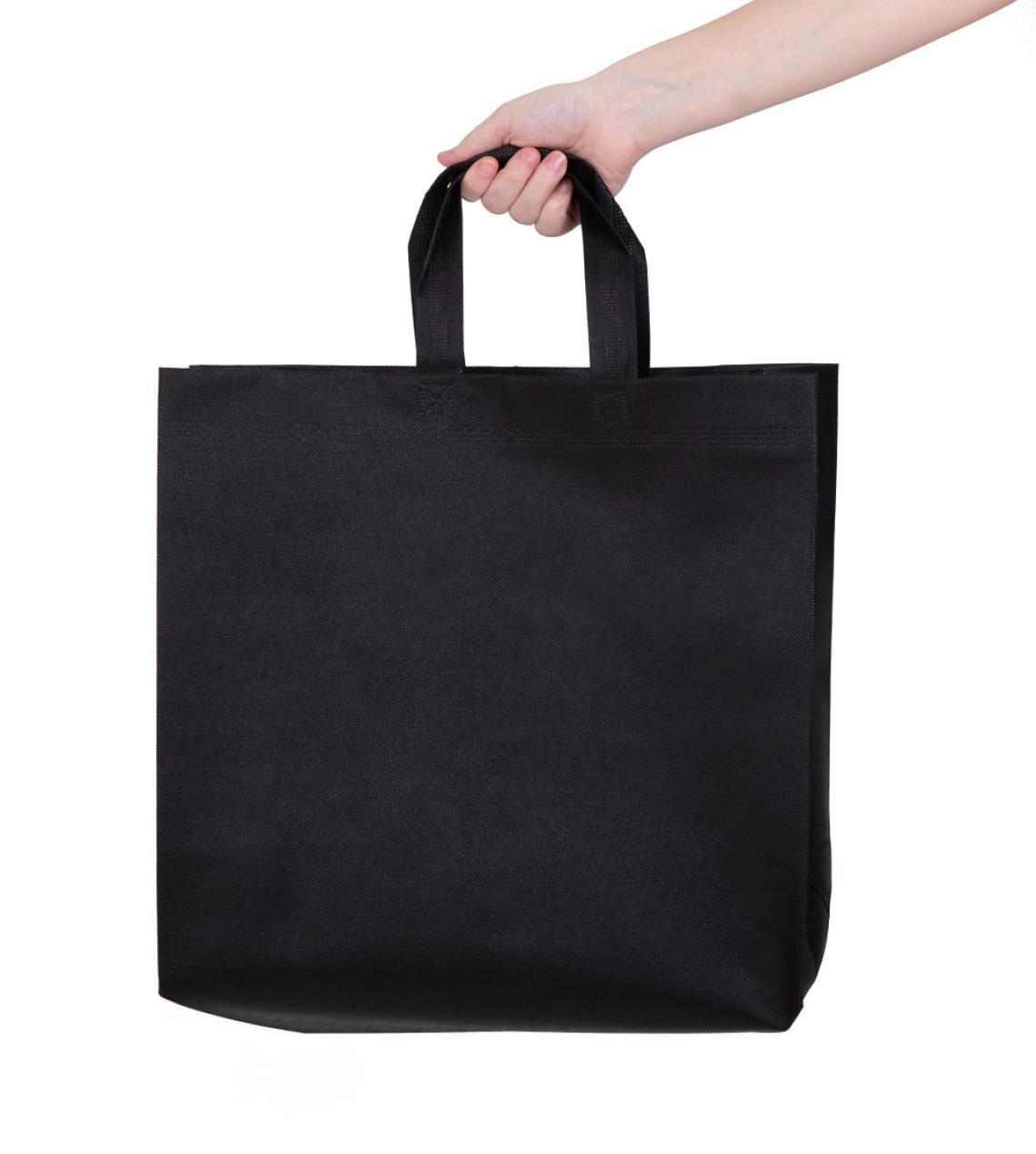 Bolsa plegable de tela con corchete negra 40x40x15