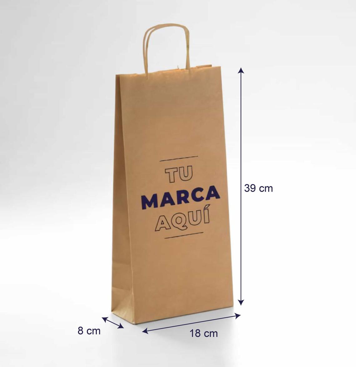 Bolsas ¡ papel kraft baratas dos botellas 18x39x8