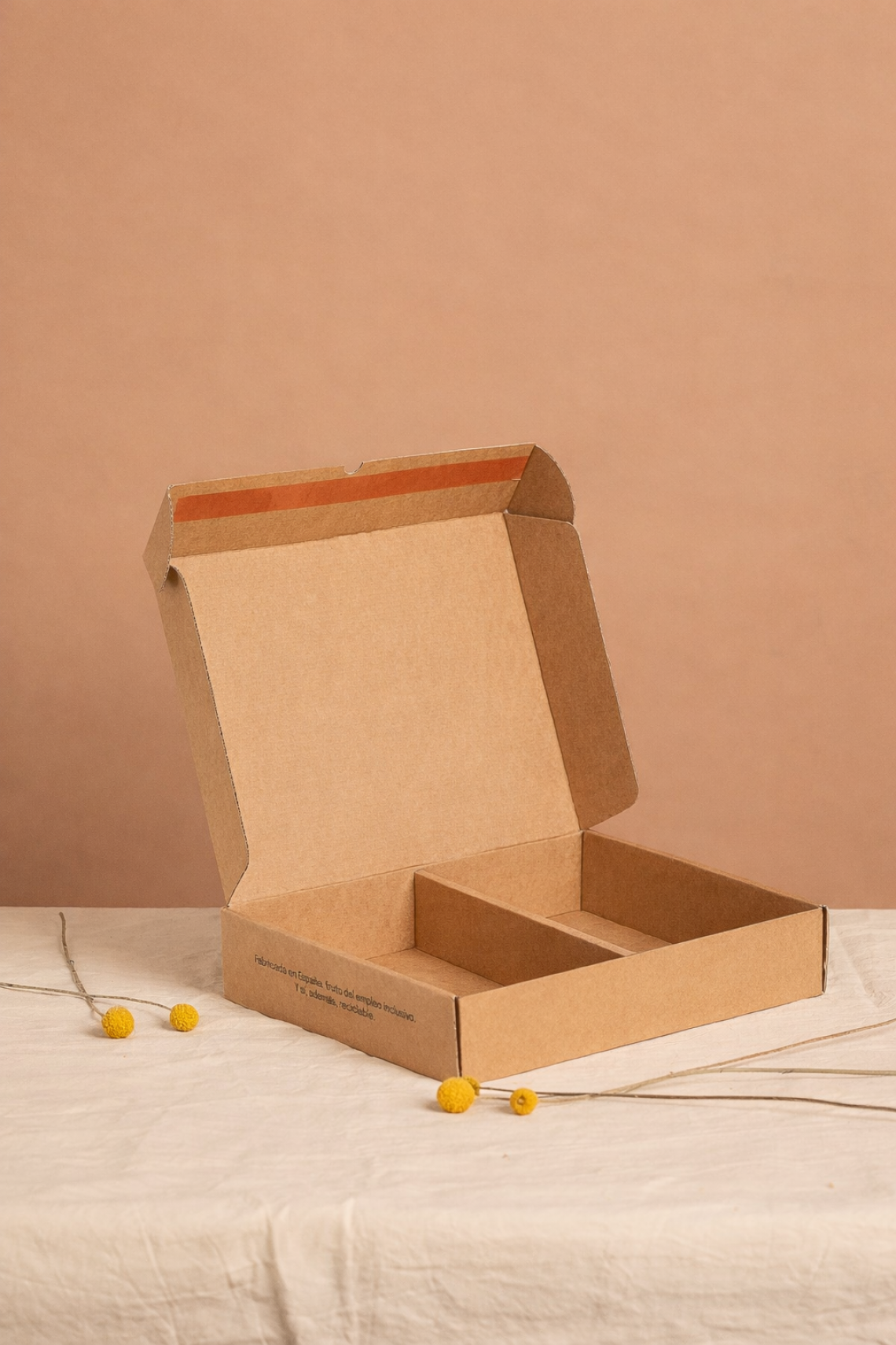 Cajas de cartón reciclado con separador para ecommerce 31x24x6 | Fabricadas por personas con discapacidad intelectual