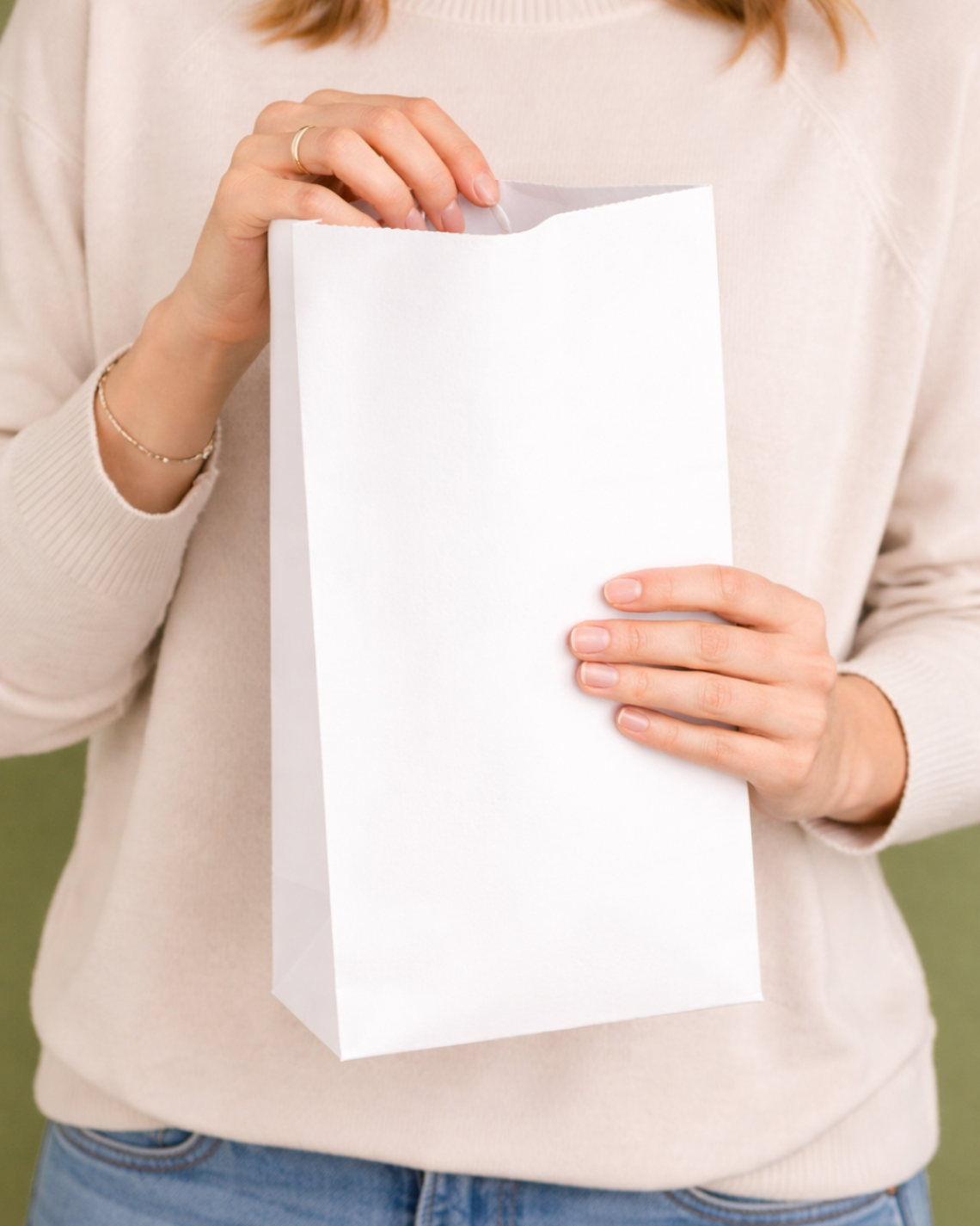 Bolsas de papel blancas sin asas 18x29x10