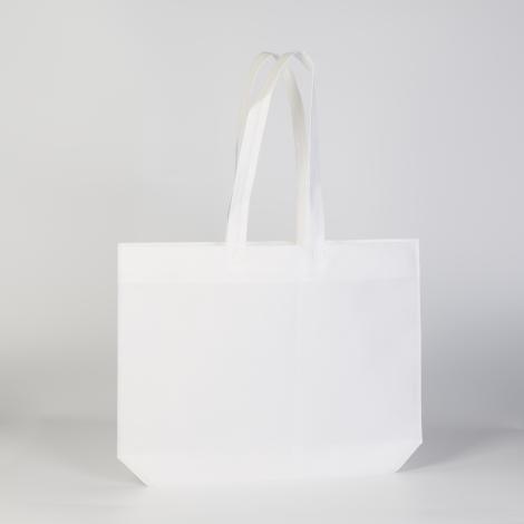 Bolsas de tela reciclada con asas largas y huelle en base blancas