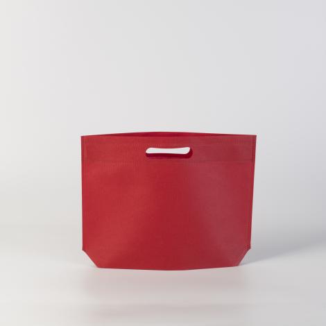 Bolsas de tela impresas con logo por mayor Bolsas de tela con asas en forma de troquel rojas