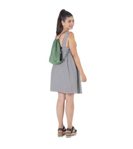 Mochila saco de tejido reciclado verde 37x42 Mochila saco de tejido reciclado verde 37x42