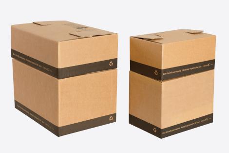 Cajas para envíos montaje fácil 40x30x35 Material Compostable. Made In Spain