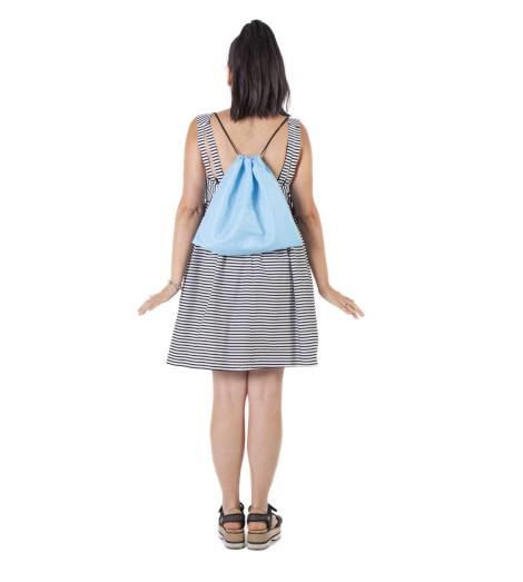 Mochila de tela de cuerdas de tejido reciclado azul 37x42