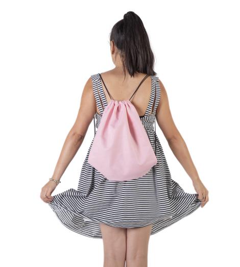 Mochila rosa de cuerdas de tejido reciclado  37x42