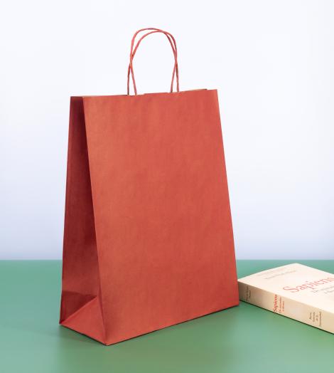 Bolsas de papel burdeos para tiendas Bolsas de papel burdeos