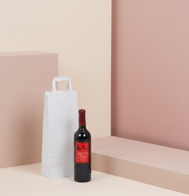 Bolsas de papel blancas para una botella 14x35x9