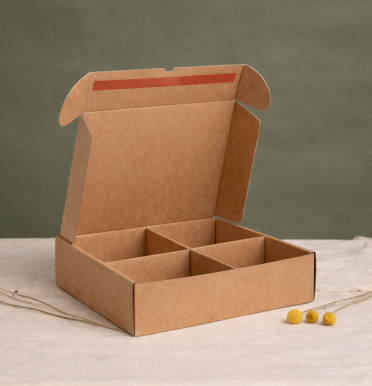 Cajas de cartón reciclado con separadores para ecommerce 28x22x8 | Fabricadas por personas con discapacidad intelectual