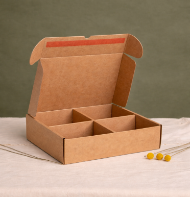 Cajas de cartón reciclado con separadores para ecommerce 21x18x8 | Fabricadas por personas con discapacidad intelectual
