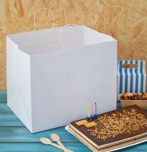 Bolsas blancas con descuento hechas a mano para pastelerías 38x32x29