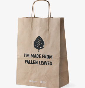 Bolsas de papel 25,5x37x15.  Hechas de hojas de árboles caídas