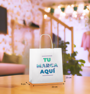 Bolsas papel blancas baratas 22x23x9