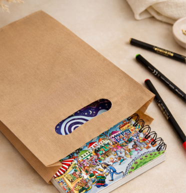 Bolsas kraft asa troquel 18x29x6